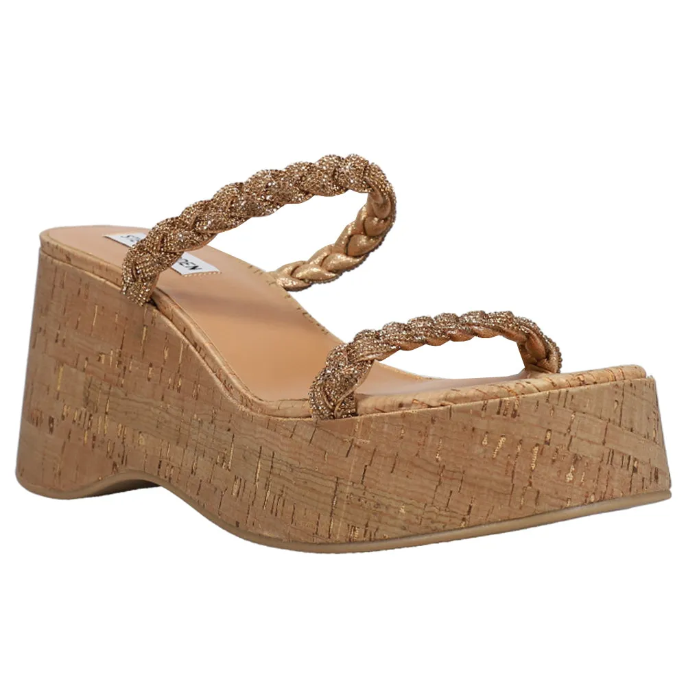 Danya Braided Strap Rhinestone Wedge Sandal