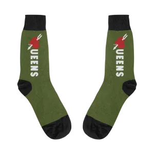 Dark Green Queens Heart Socks (November)