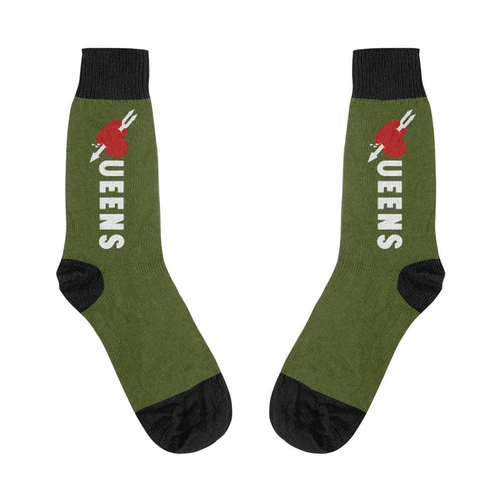 Dark Green Queens Heart Socks (November)