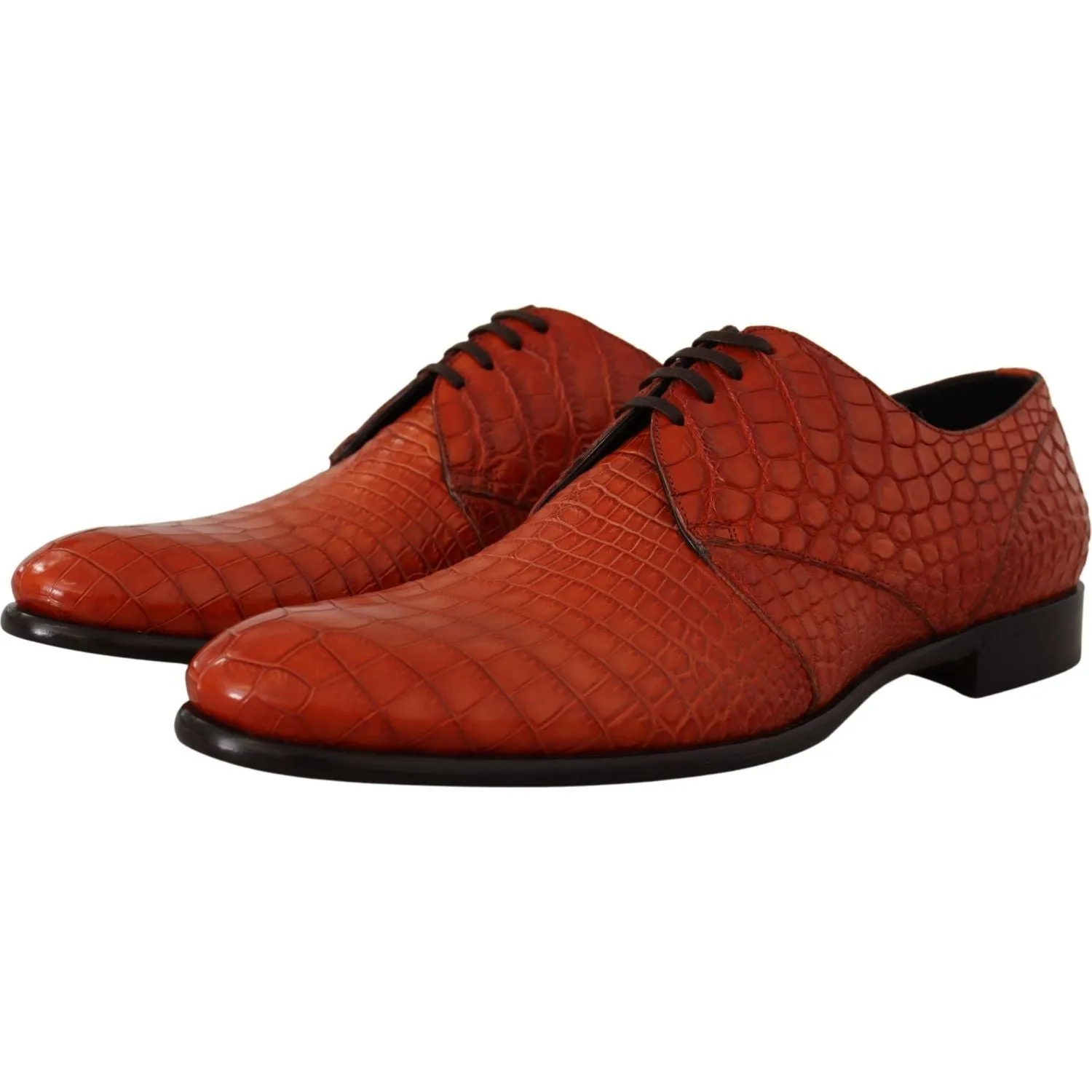 Dolce & Gabbana Exotic Orange Croc Leather Laceup Dress Shoes