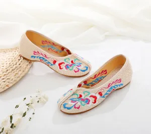 Ethnic Style Embroidered Pumps Linen Height Canvas Shoes