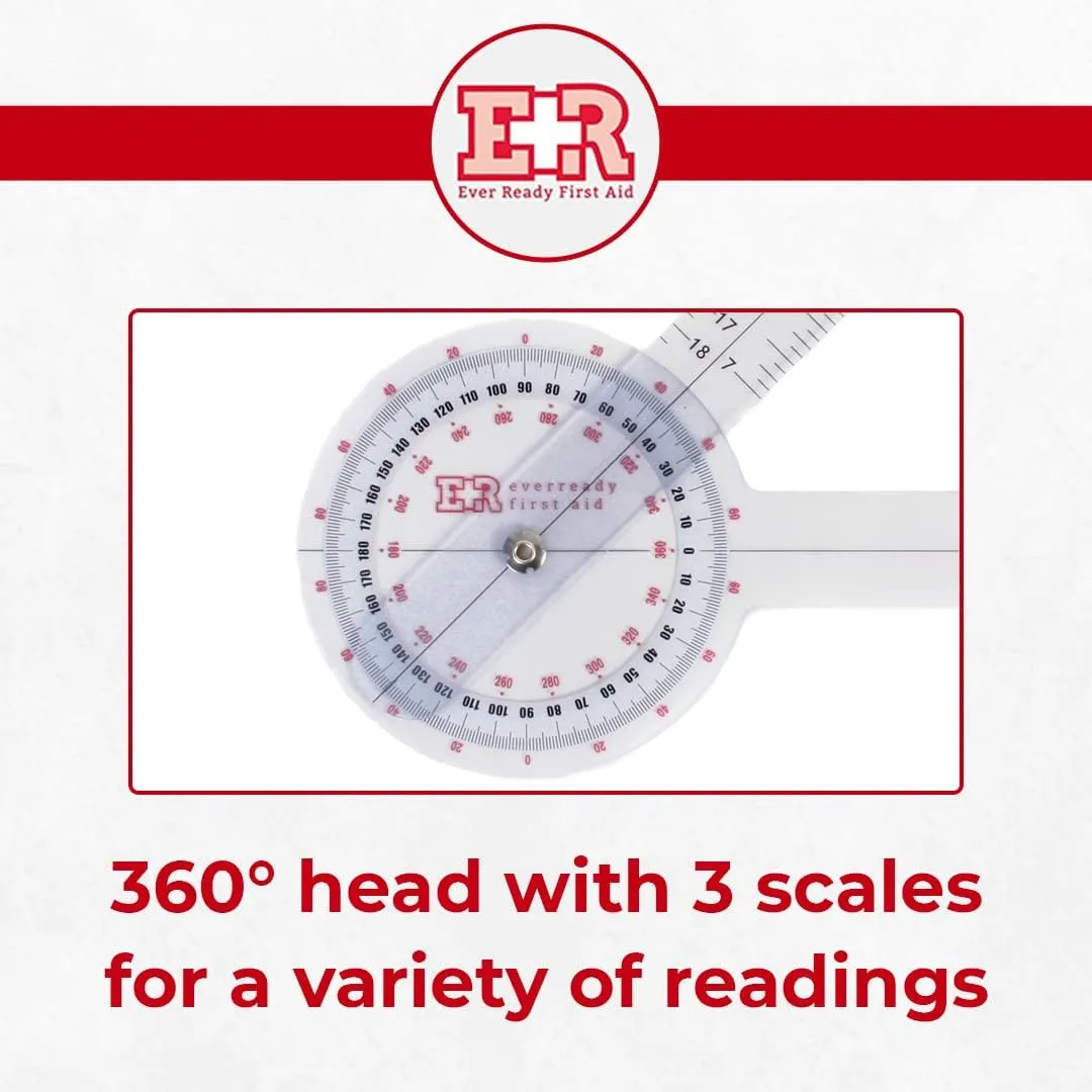 Ever Ready First Aid Plastic 12" Goniometer 360 Degree ISOM