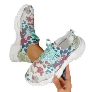 Flower Sports Running Shoes Women's Fashion Flat Sneakers