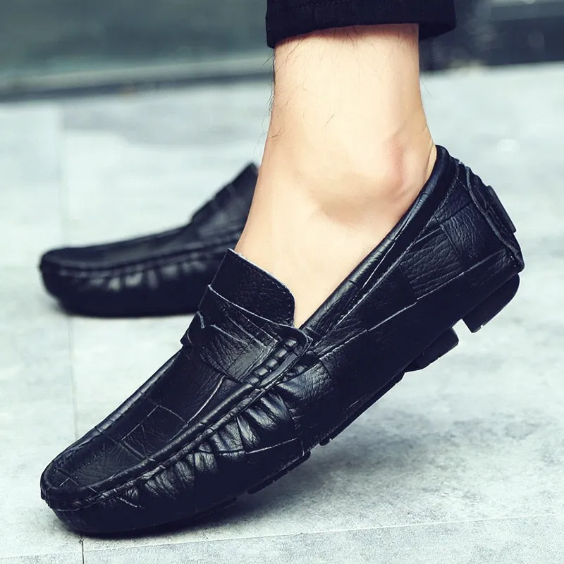 Genuine Leather Casual Slip On Moccasin Loafers