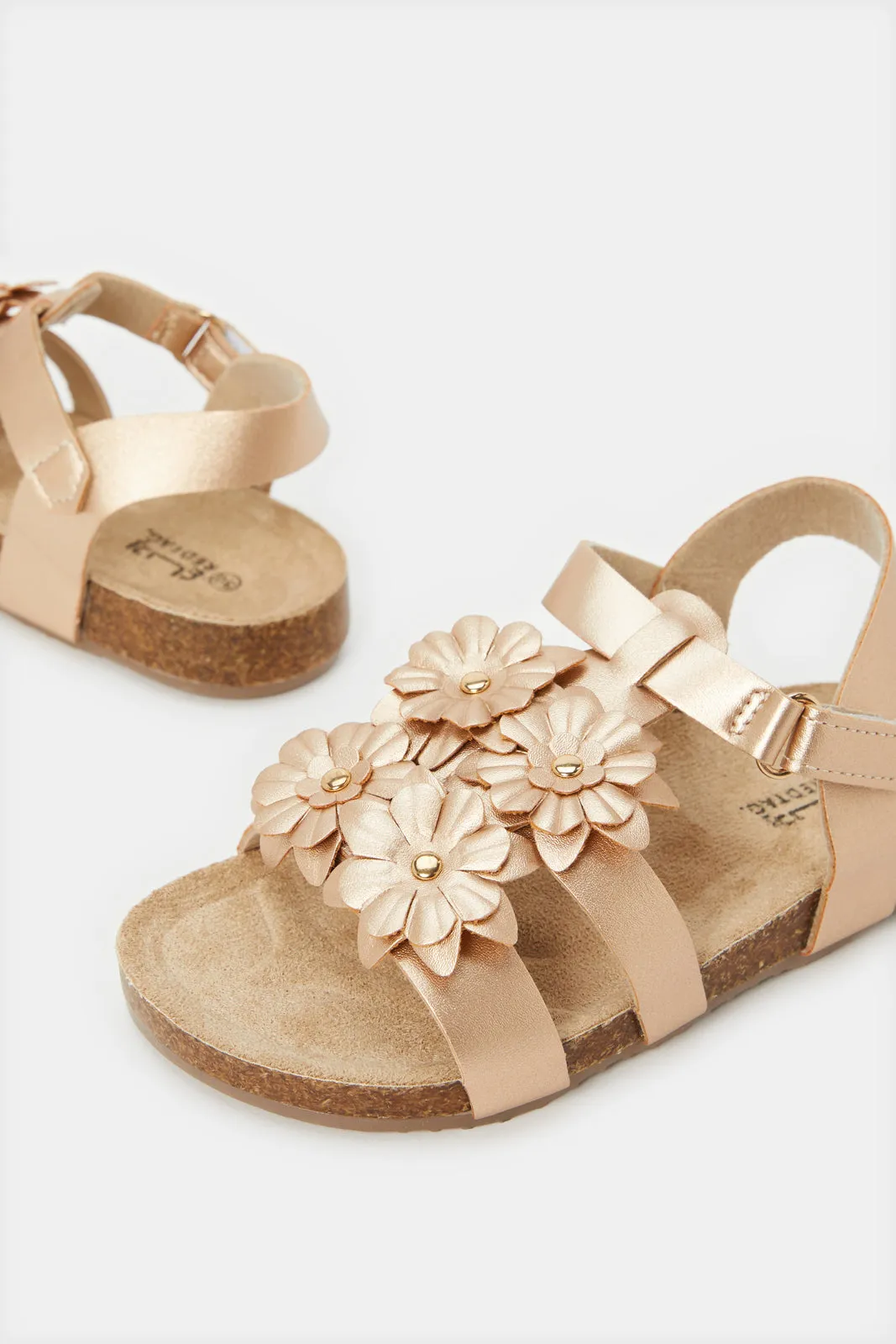 Girls Gold Floral Embellished Sandal