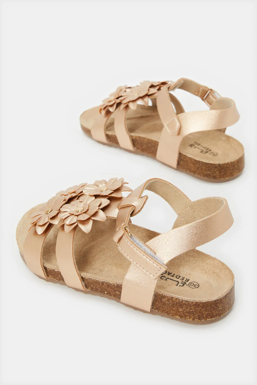 Girls Gold Floral Embellished Sandal