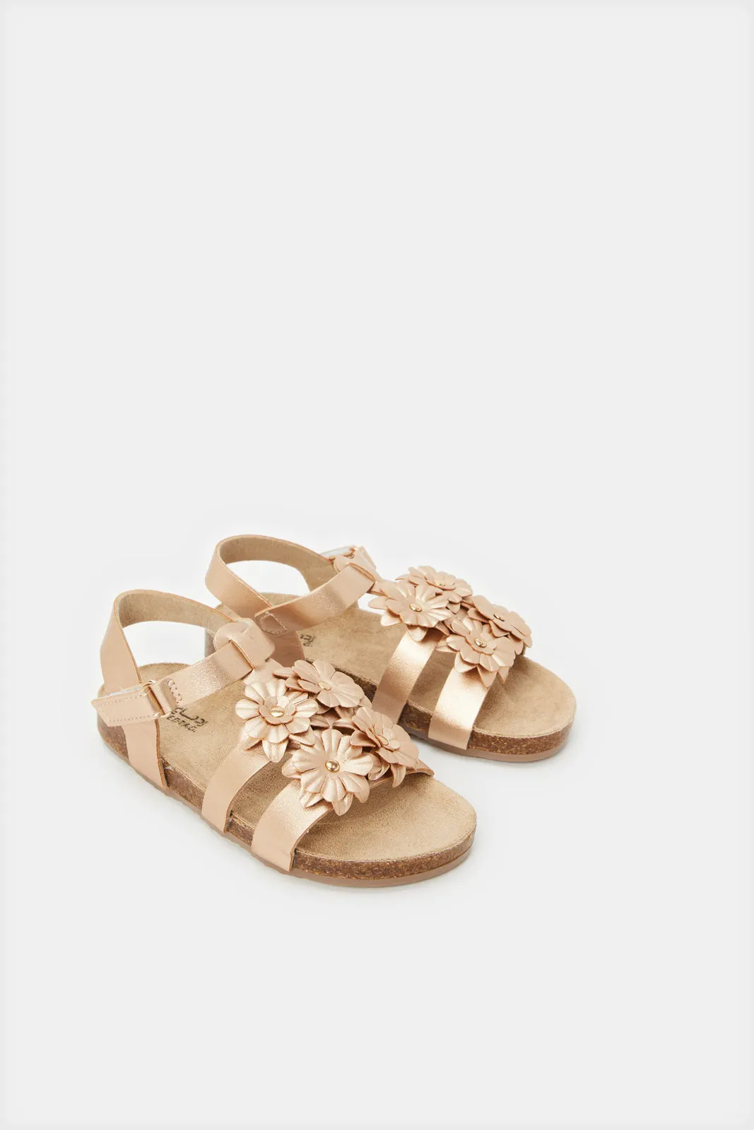 Girls Gold Floral Embellished Sandal