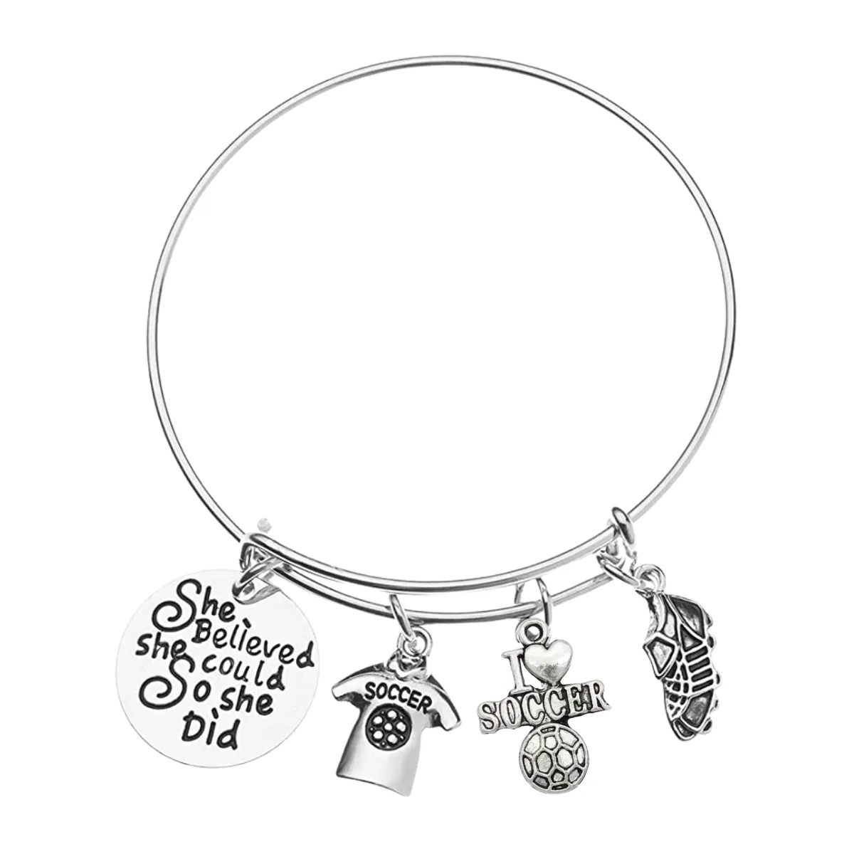 Girls Soccer She Believed She Could So She Did Bangle Bracelet