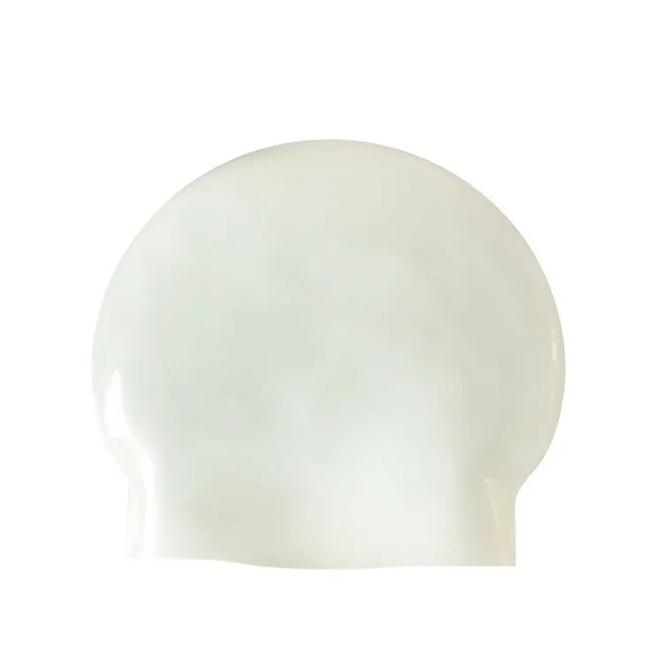 Glossy Seamless Pure Silicone High Elasticity Professional Swimming Cap(White)