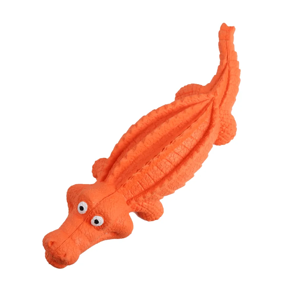 Goofy Tails Squeaky Rubber Crocodile Toy for Dogs