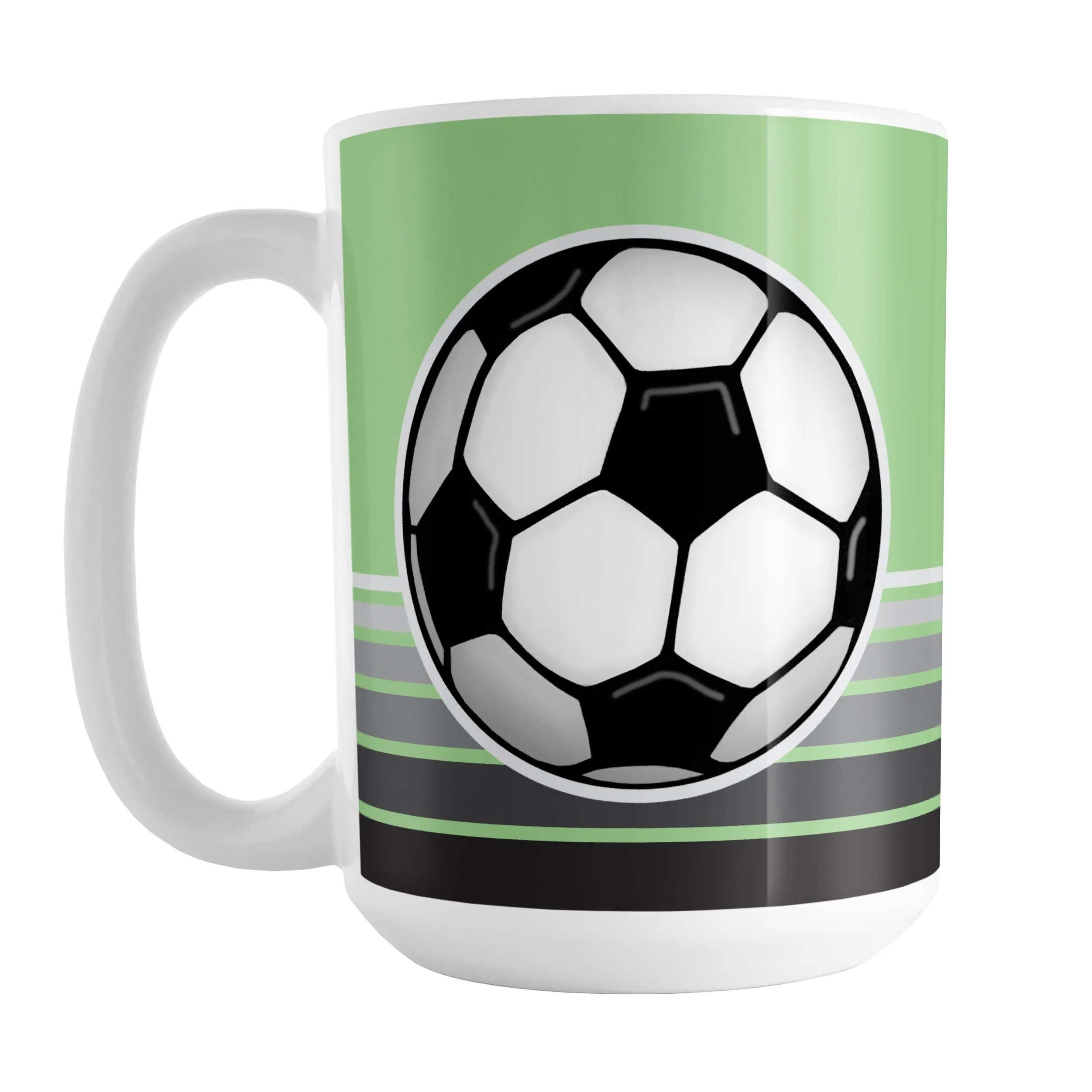 Gray Gradient Lined Green Soccer Ball Mug