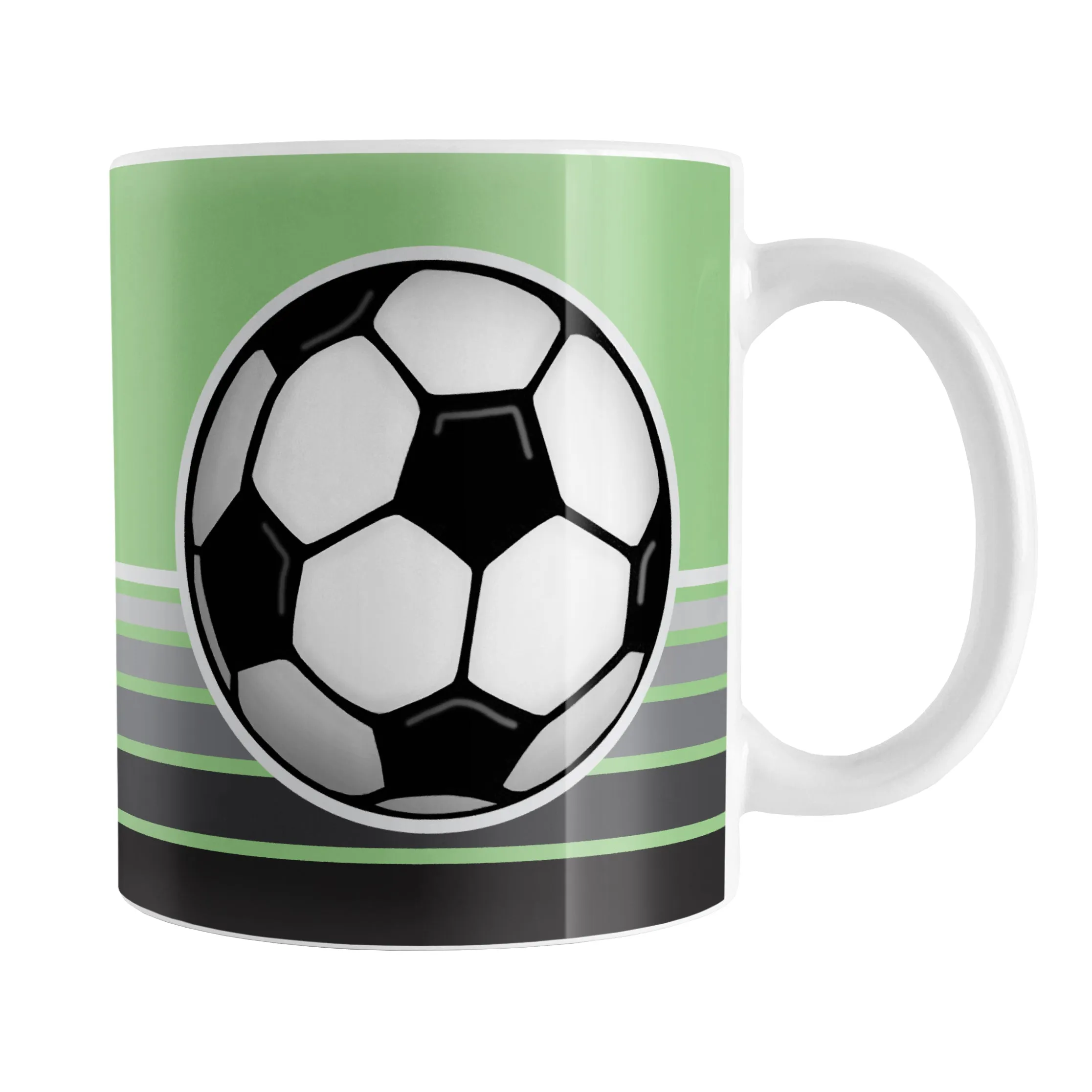 Gray Gradient Lined Green Soccer Ball Mug