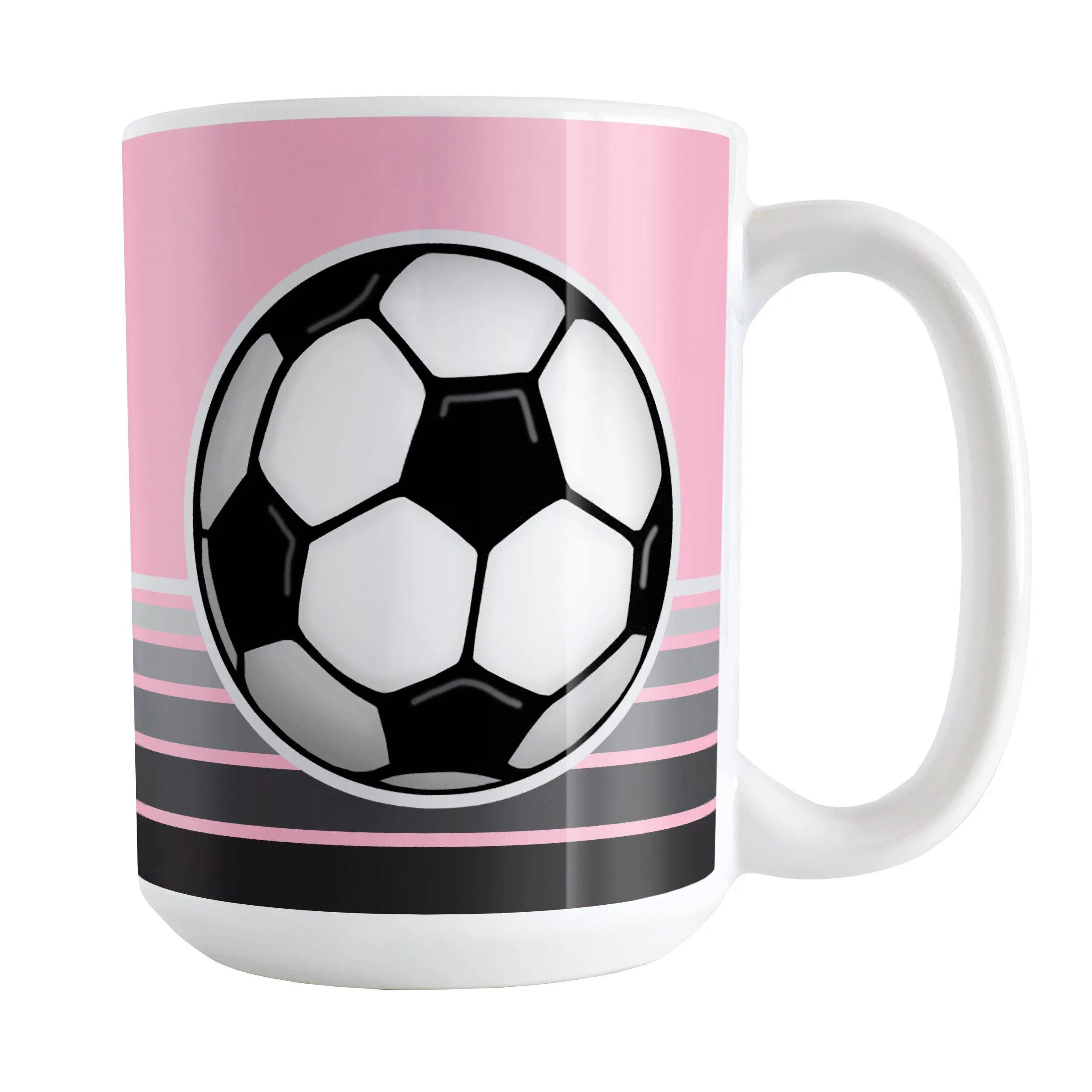 Gray Gradient Lined Pink Soccer Ball Mug