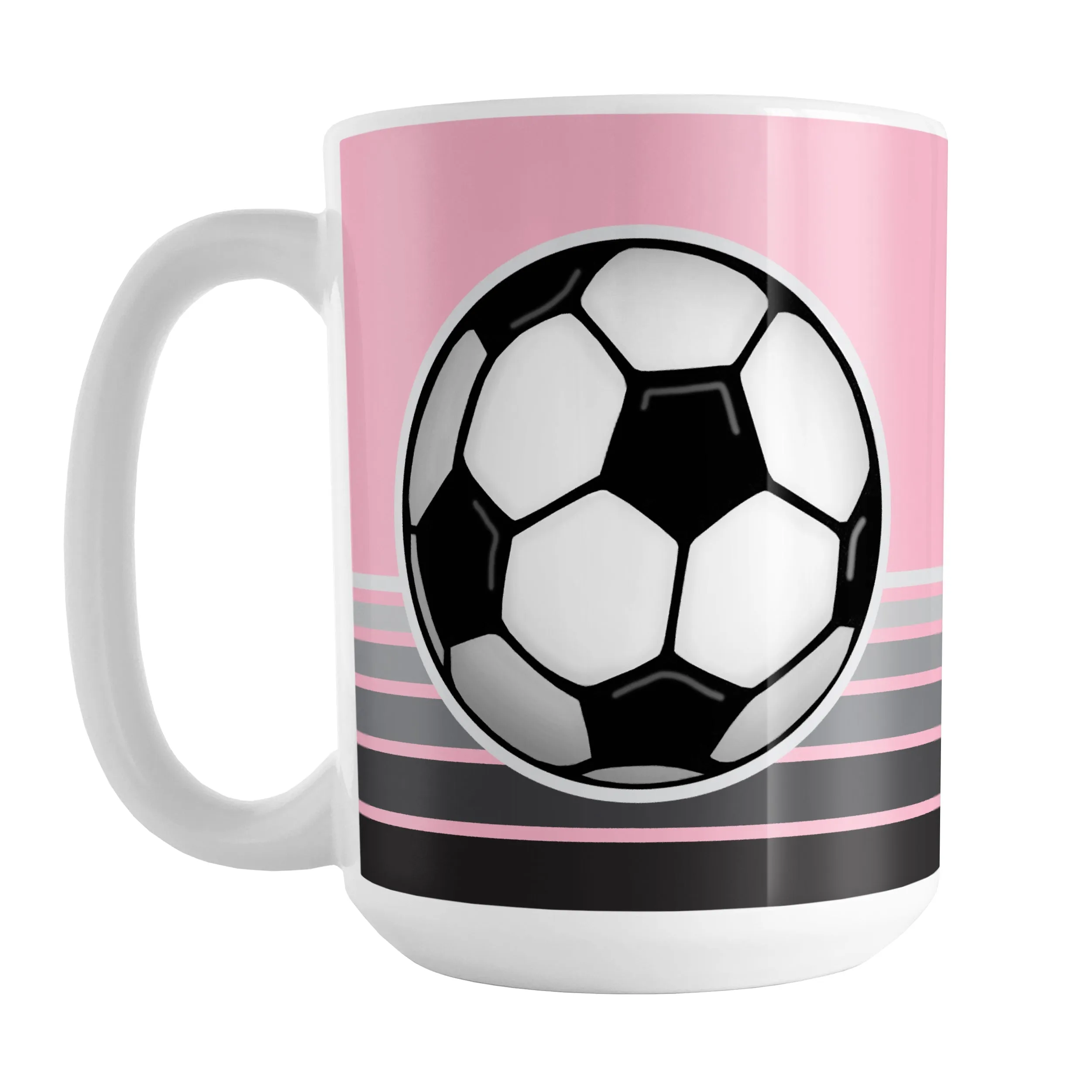 Gray Gradient Lined Pink Soccer Ball Mug