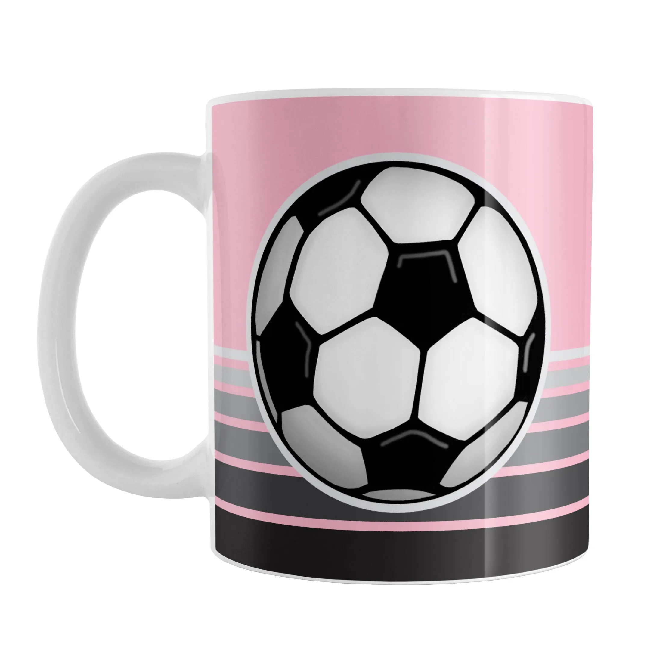 Gray Gradient Lined Pink Soccer Ball Mug