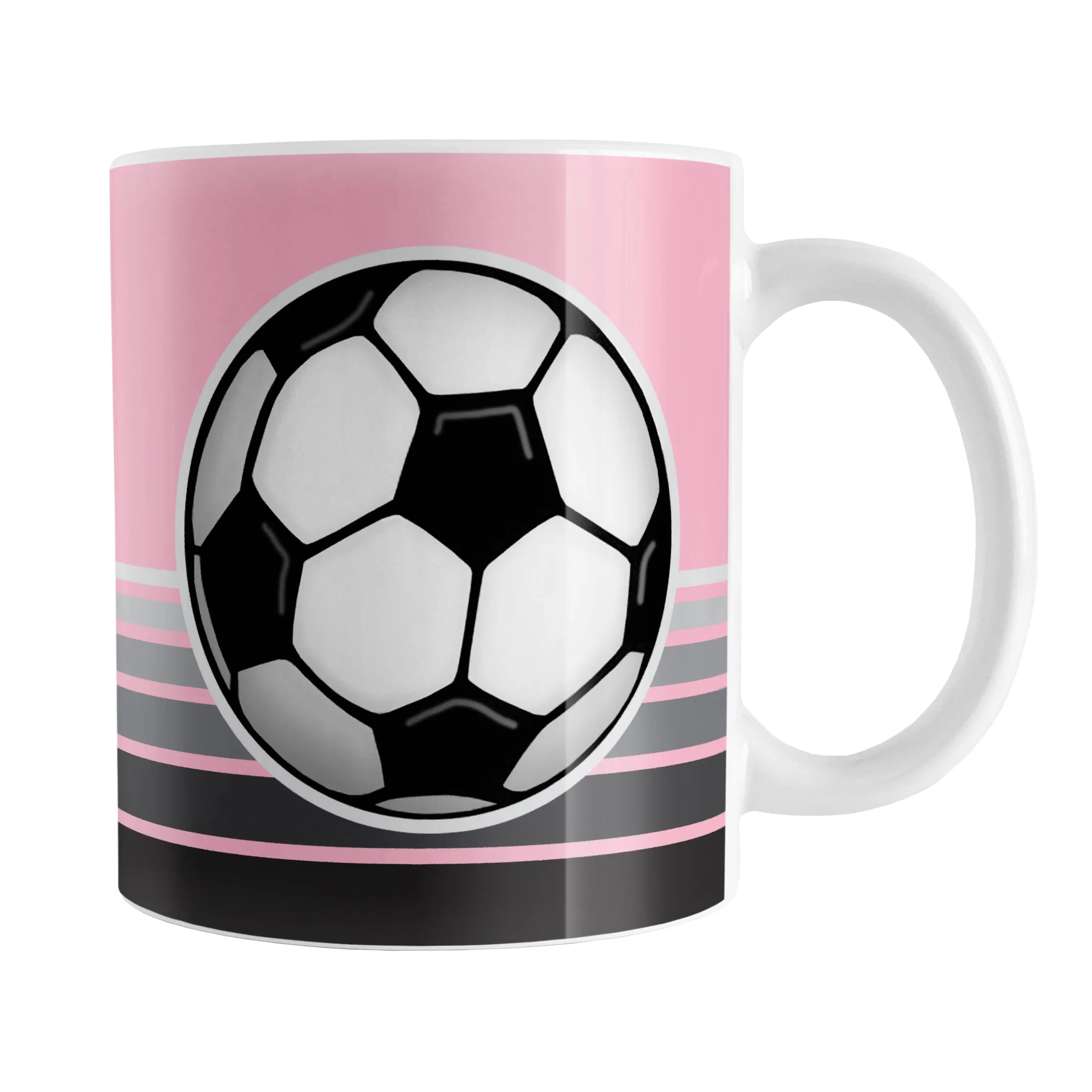 Gray Gradient Lined Pink Soccer Ball Mug