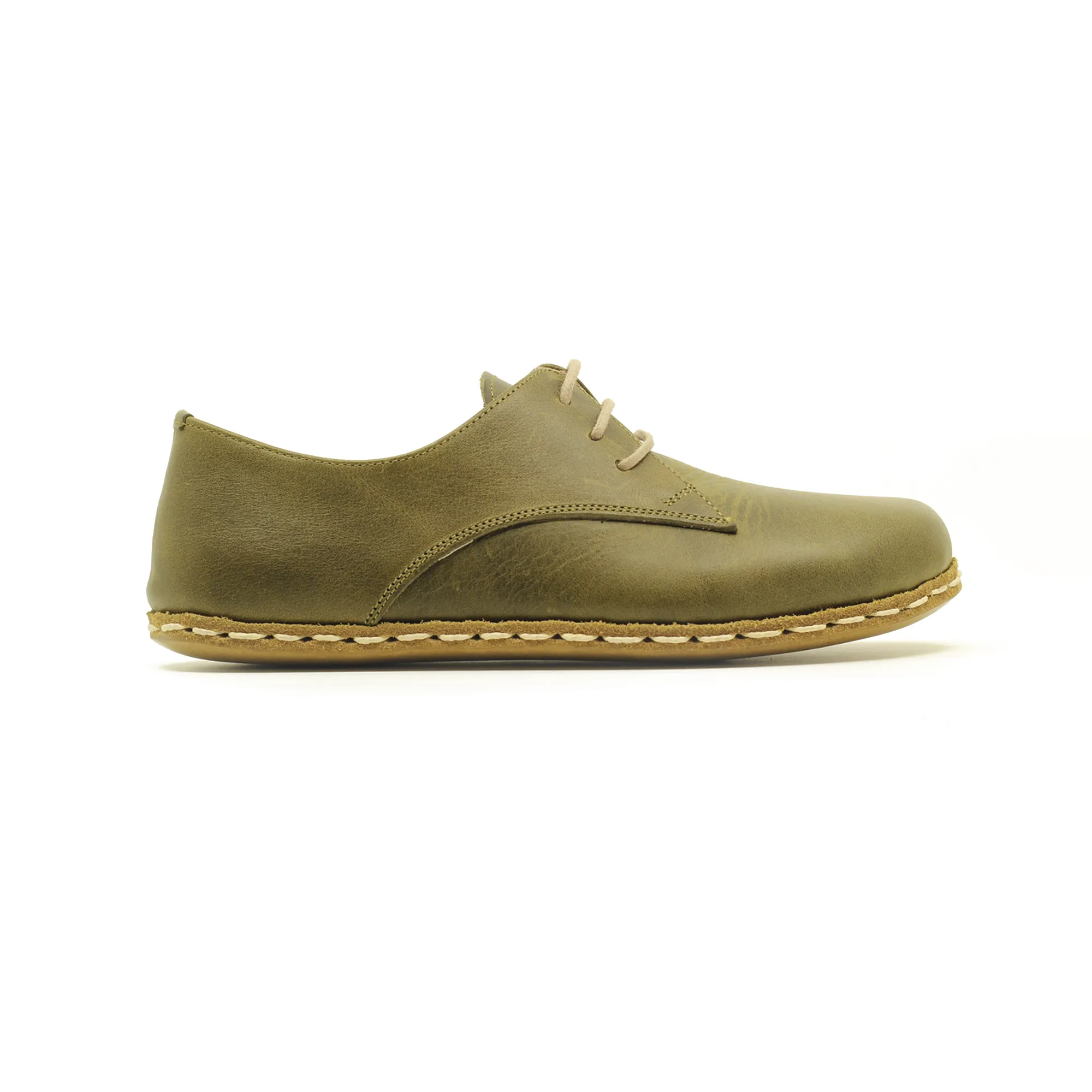 Handmade Barefoot Leather Shoes Military Green for Men