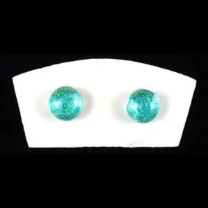 Handmade Large Dichroic Glass Studs in Aquamarine Tili Glass