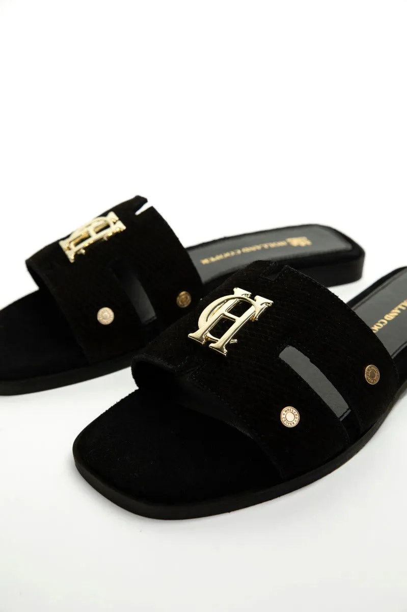 Holland Cooper Monogram Ladies Slide in Black