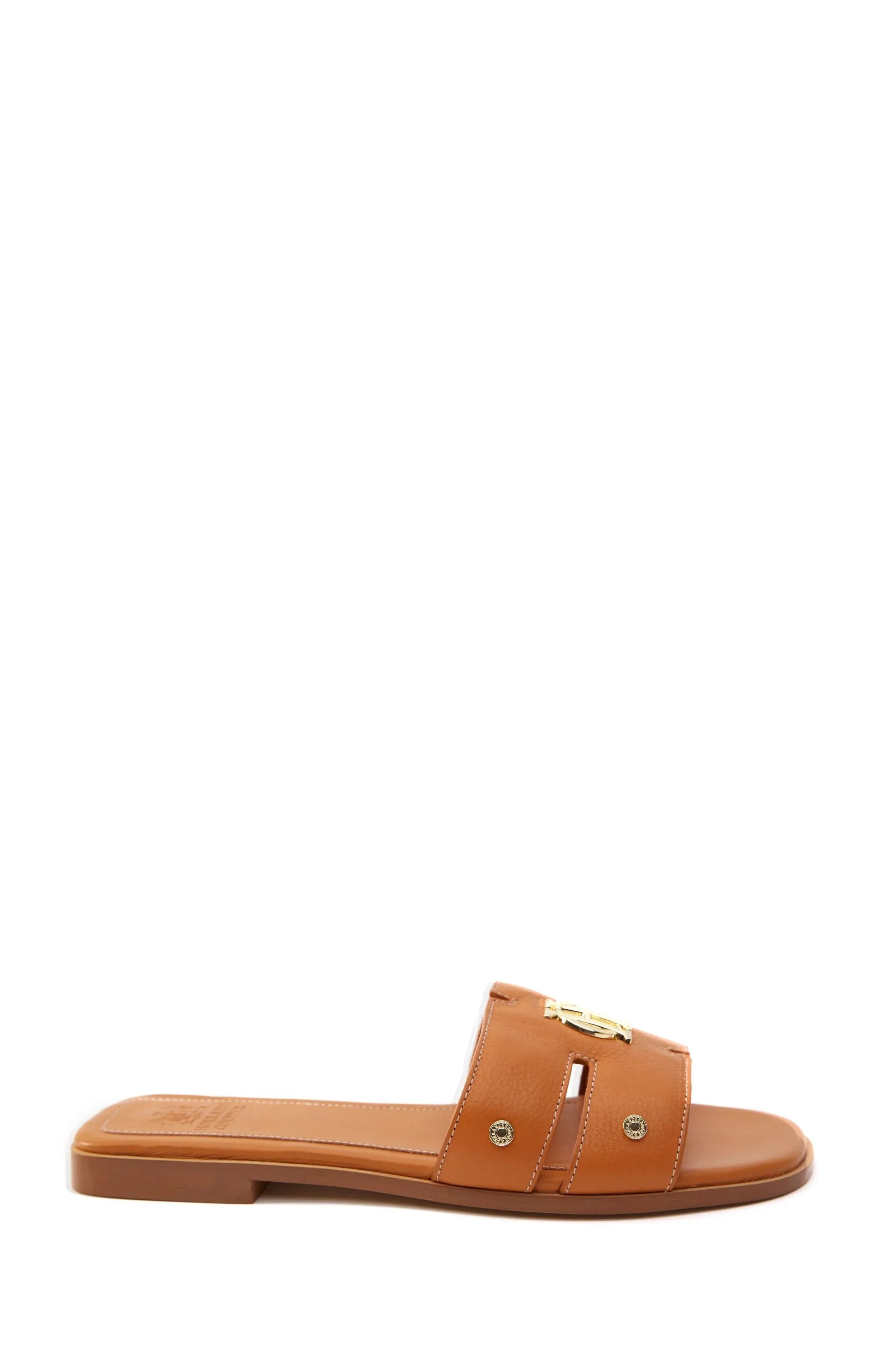 Holland Cooper Monogram Ladies Slide in Tan Leather