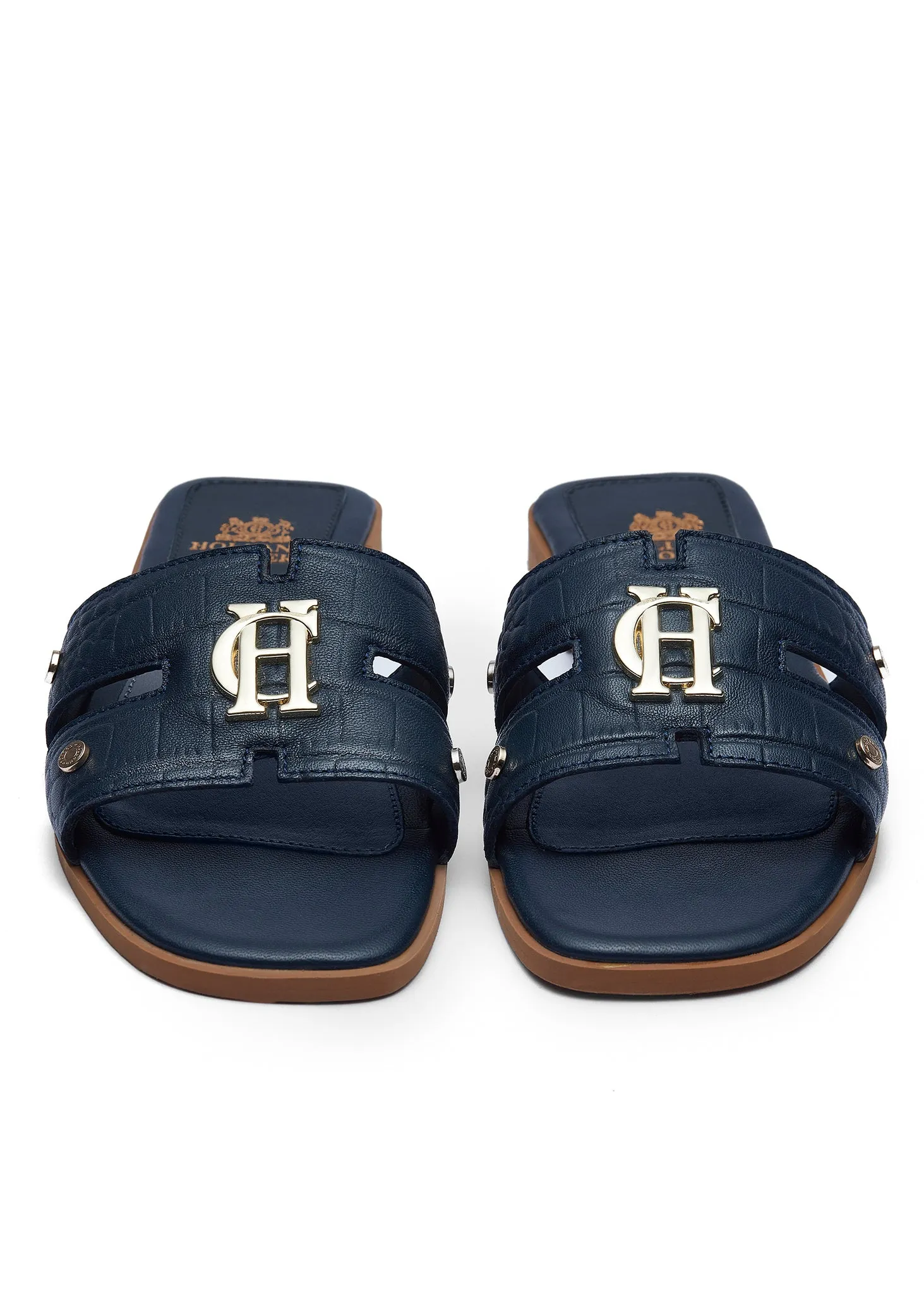 Holland Cooper Monogram Ladies Slider in Navy Croc