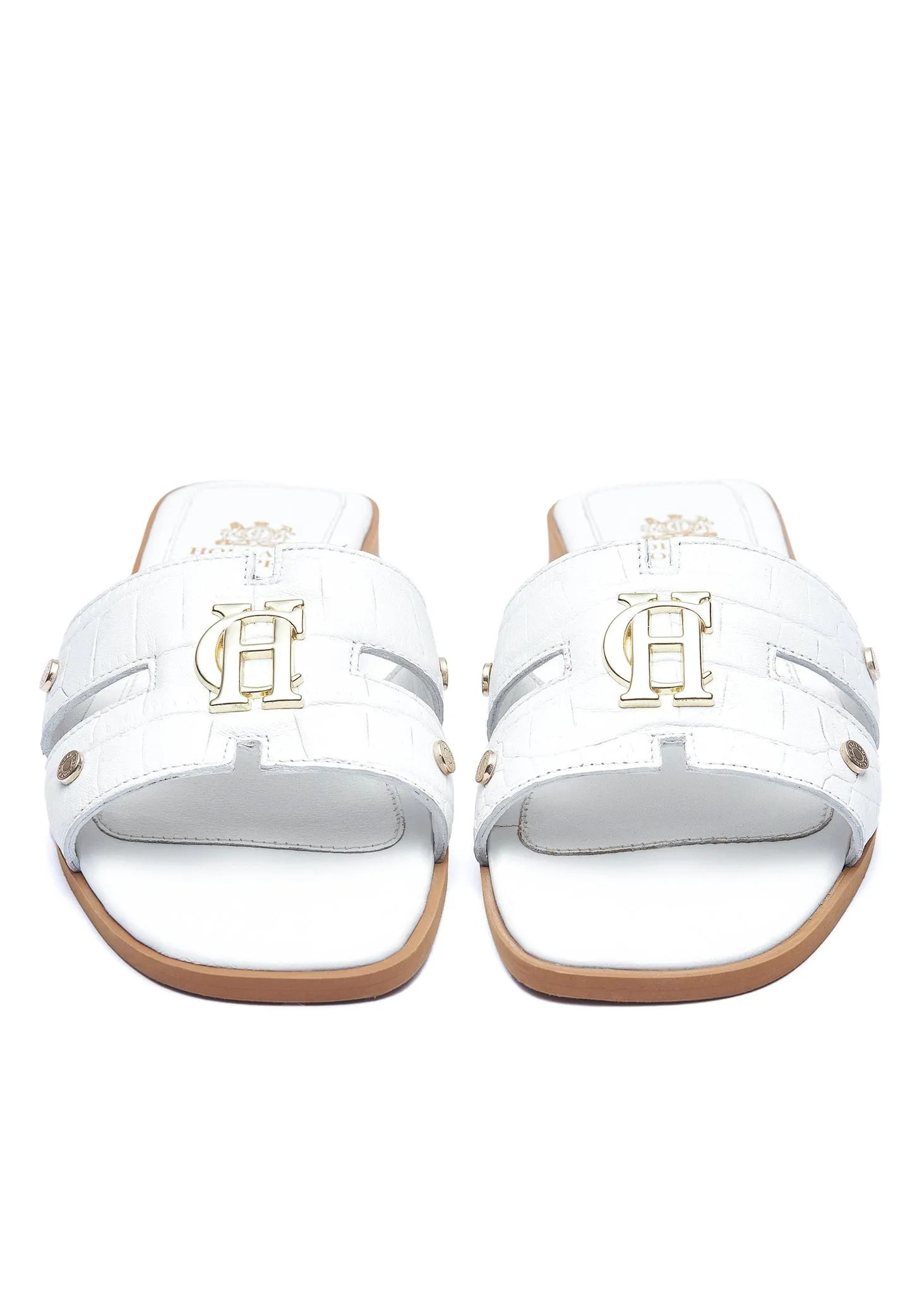 Holland Cooper Monogram Ladies Slider in White Croc