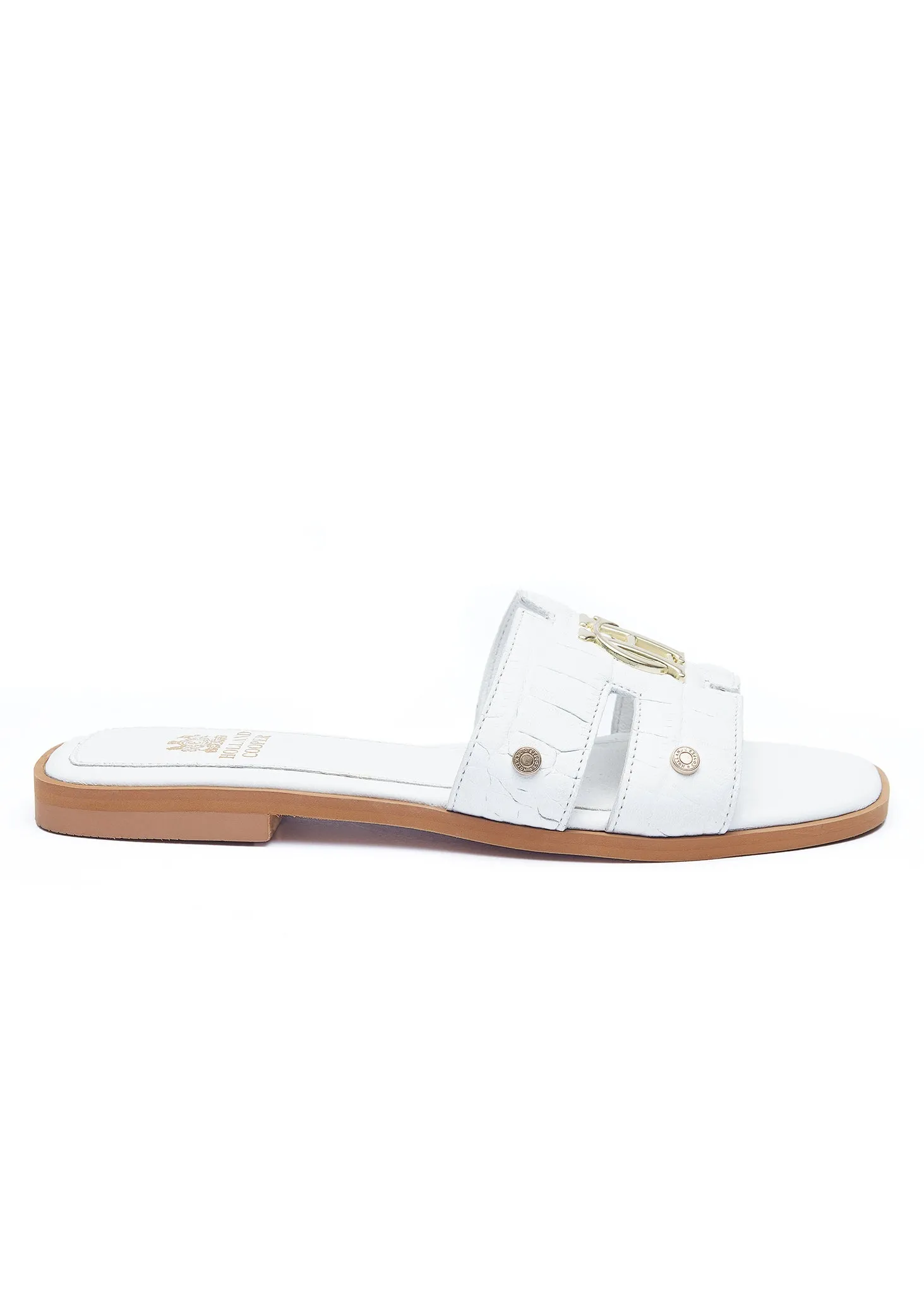 Holland Cooper Monogram Ladies Slider in White Croc