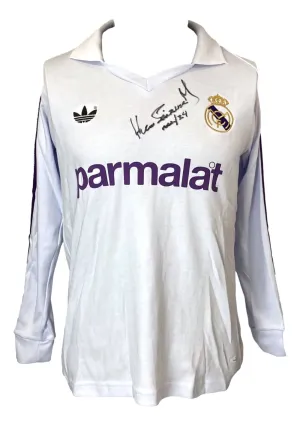 Hugo Sanchez Signed Real Madrid Adidas Soccer Jersey Mar/24 Inscribed JSA