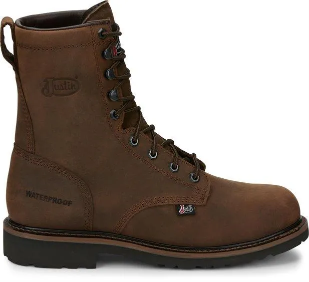 Justin Men's 8" Stampede Drywall Waterproof Brown - Steel Toe