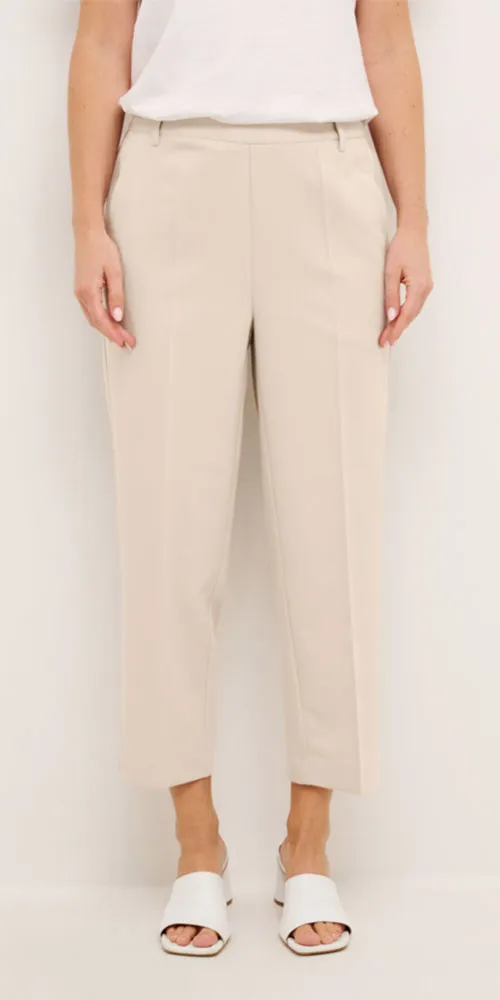 Kaffe Easy Pull On Trousers, cream