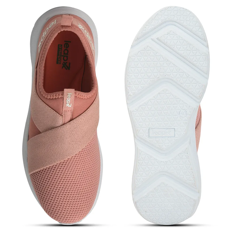 Leap7x Non Lacing Peach Casual Slip on Shoes For Women SKATERS-5 By Liberty