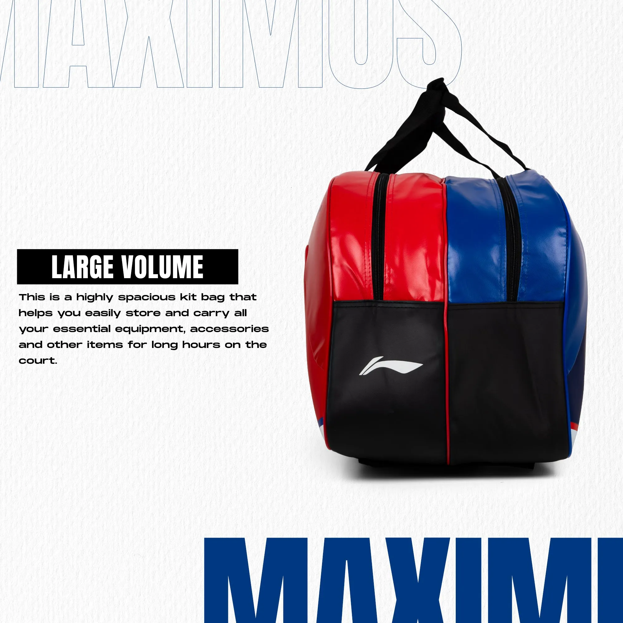 Li-Ning Maximus Lite Kit Bag (Red / Blue) (Size - M/50 L)