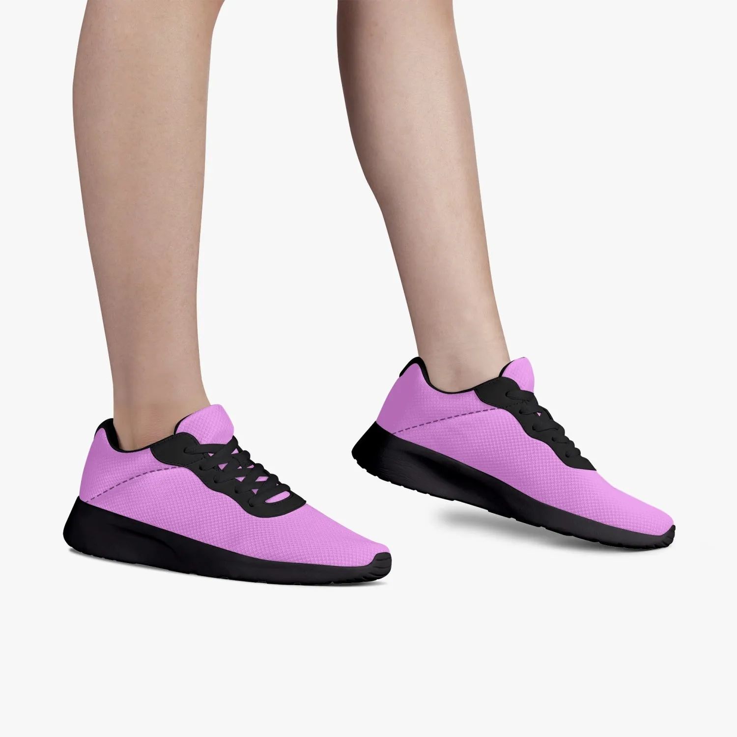 Light Pink Color Unisex Sneakers, Soft Solid Color Best Lifestyle Unisex Casual Designer Mesh Running Shoes With Black Soles