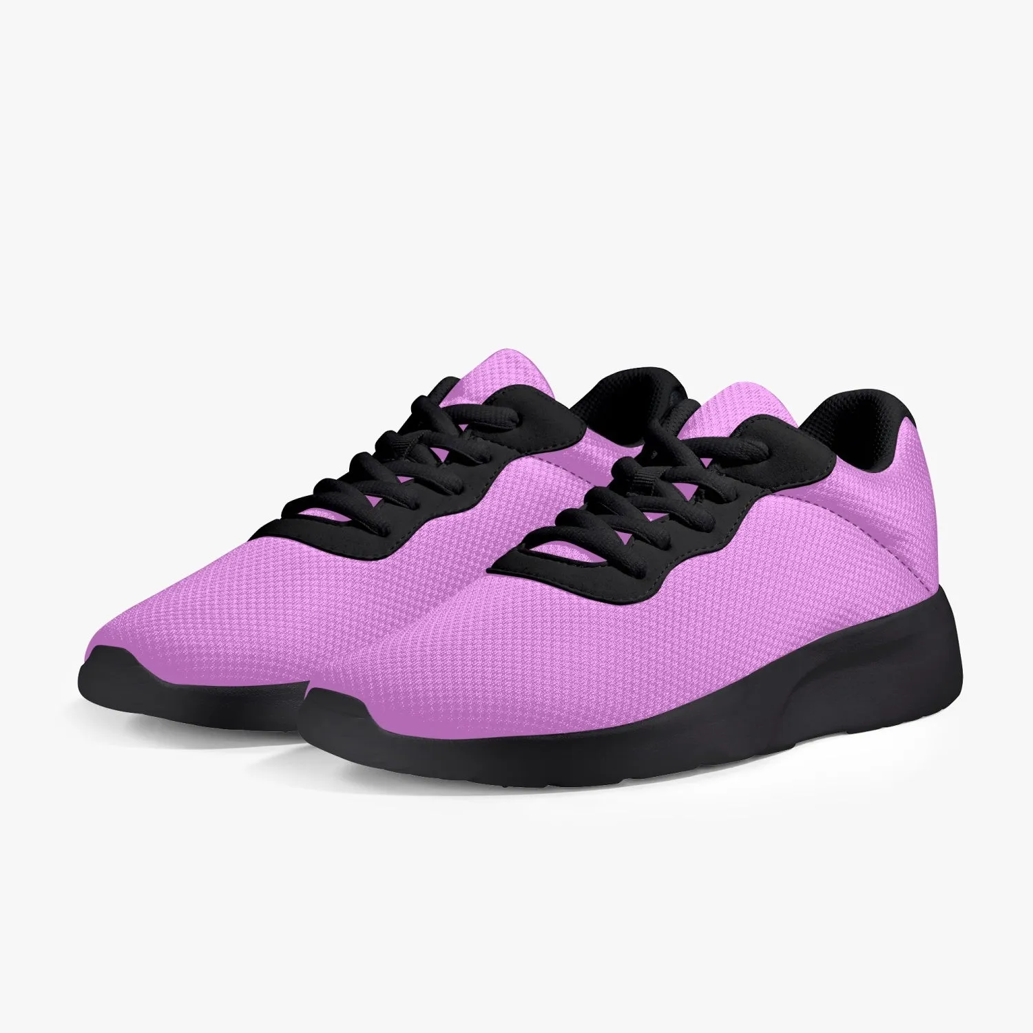 Light Pink Color Unisex Sneakers, Soft Solid Color Best Lifestyle Unisex Casual Designer Mesh Running Shoes With Black Soles