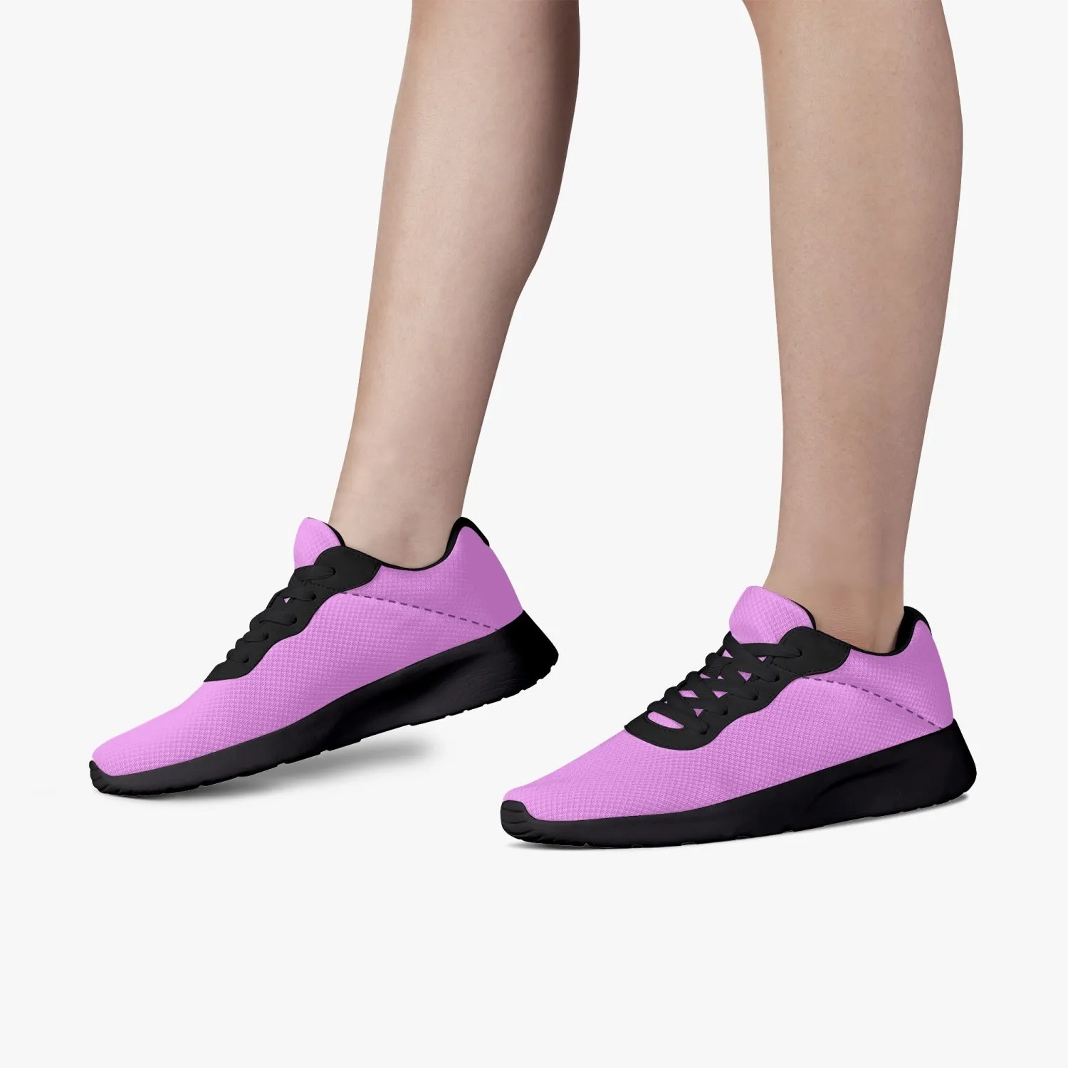 Light Pink Color Unisex Sneakers, Soft Solid Color Best Lifestyle Unisex Casual Designer Mesh Running Shoes With Black Soles