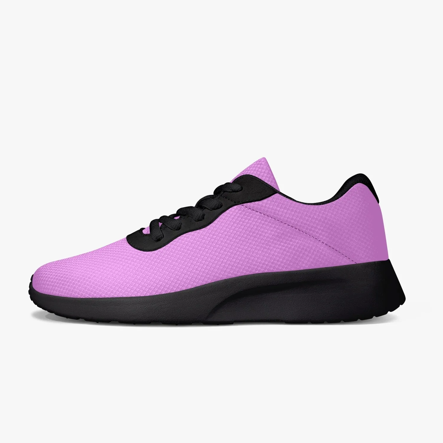 Light Pink Color Unisex Sneakers, Soft Solid Color Best Lifestyle Unisex Casual Designer Mesh Running Shoes With Black Soles