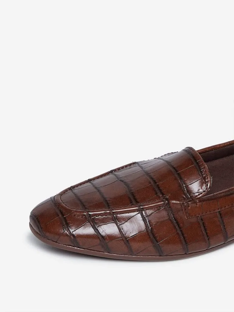 LUNA BLU Brown Snakeskin Pattern Loafers