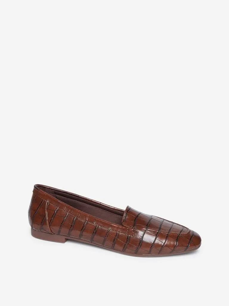 LUNA BLU Brown Snakeskin Pattern Loafers