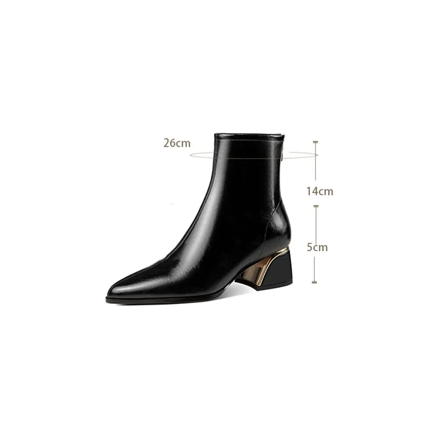 LuxeRetro Pointed Toe Zipper Mid-Calf Boots