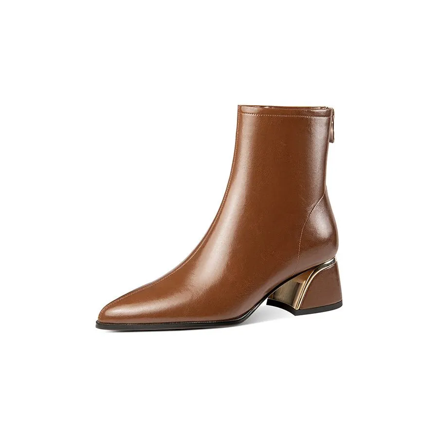 LuxeRetro Pointed Toe Zipper Mid-Calf Boots