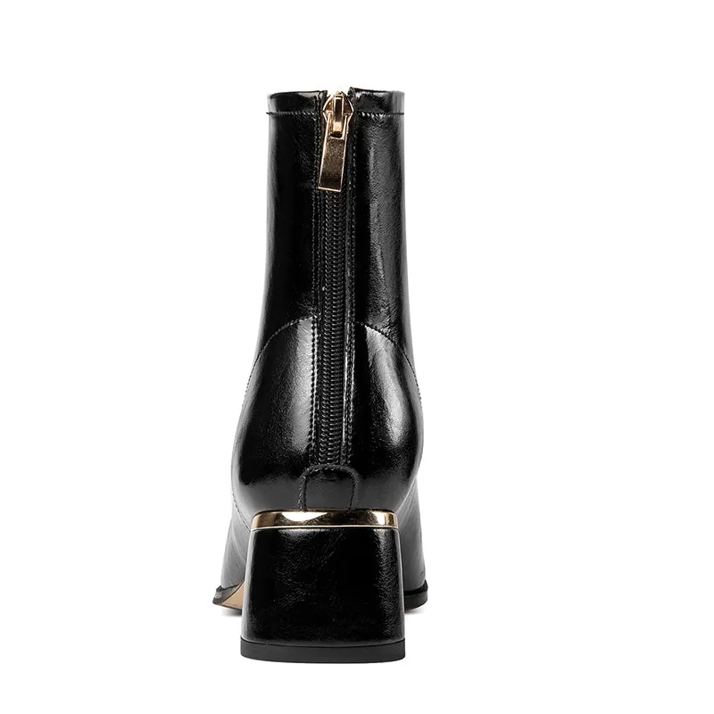 LuxeRetro Pointed Toe Zipper Mid-Calf Boots