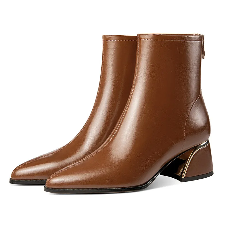 LuxeRetro Pointed Toe Zipper Mid-Calf Boots