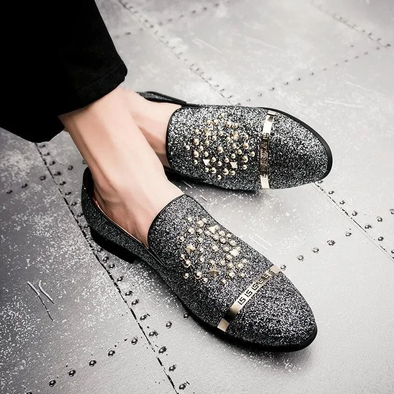 Men's Diamond Rhinestones Loafers Shoes