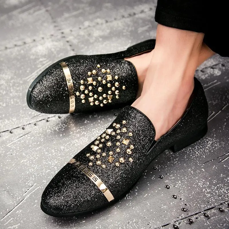 Men's Diamond Rhinestones Loafers Shoes