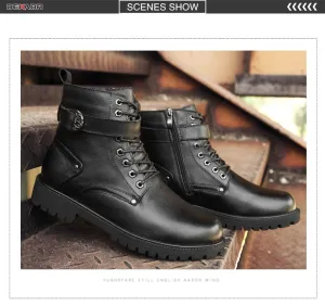 Men's Leather Lace-up Ankle Boots High-Quality Winter Shoes