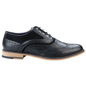 Mens Real Leather & Suede Laced Gatsby Brouges Smart Casual Designer Retro Shoes