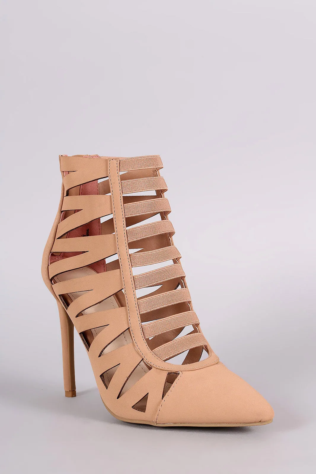 Millie - Pointy Toe Elastic Strap Caged Pump