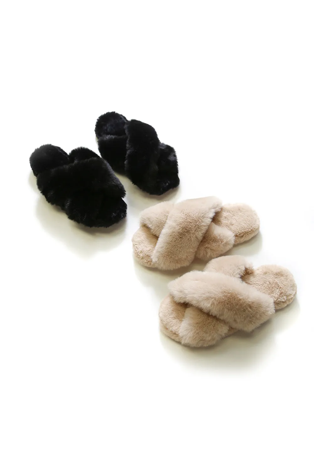 Nadia Fur Slipper in Black