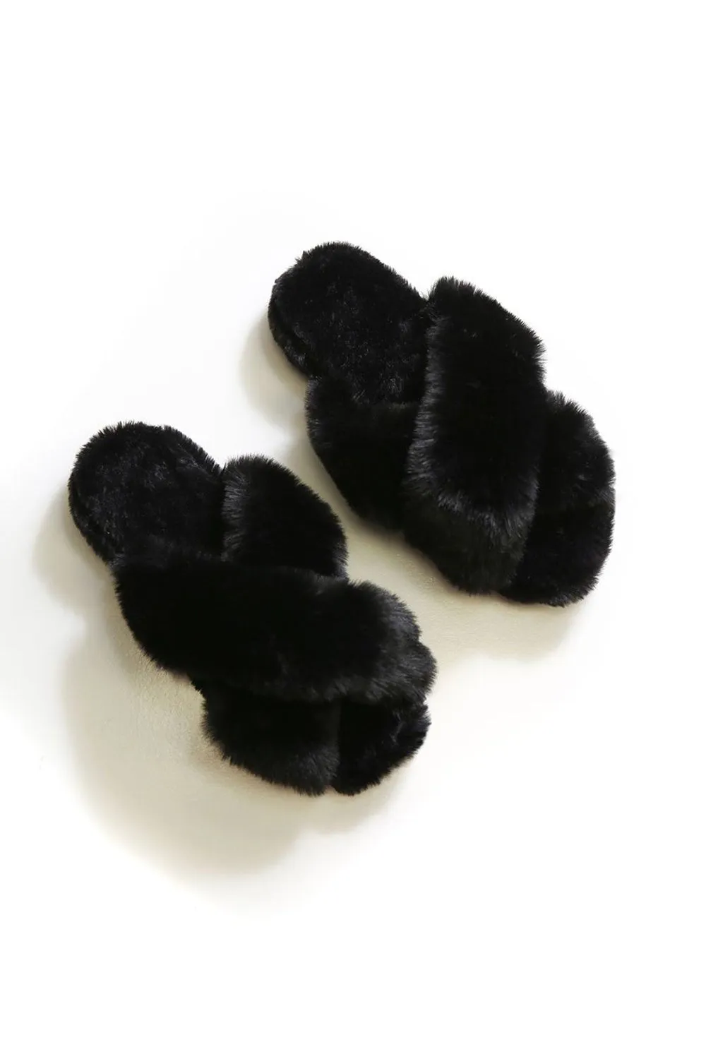 Nadia Fur Slipper in Black