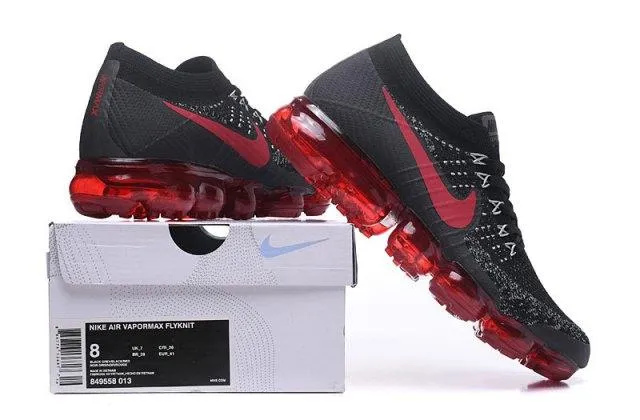 NAM VaporMax Flyknit Team Red Black Men's Running Trainers